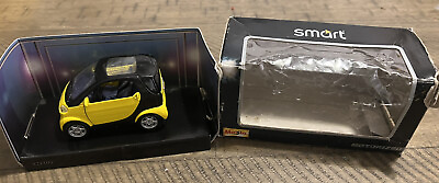 #ad 2001 Maisto Smart Car Motorized 1:33 Scale Pull Back Yellow amp; Black Diecast Car $10.36