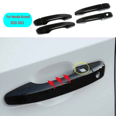 #ad For Honda Accord 2018 2022 Black Door Open Handle Cover Trim With Smart Holes 8X $32.05