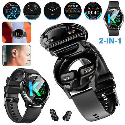 #ad Smart Watch with Earbuds Men Smartwatch 2 in 1 Wireless Headset For iOS Android $42.99