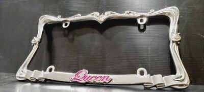 #ad QUEEN LICENSE PLATE FRAME SEXY CHROME PINK DIAMOND STYLE CRUISER ACCESSORIES $20.01