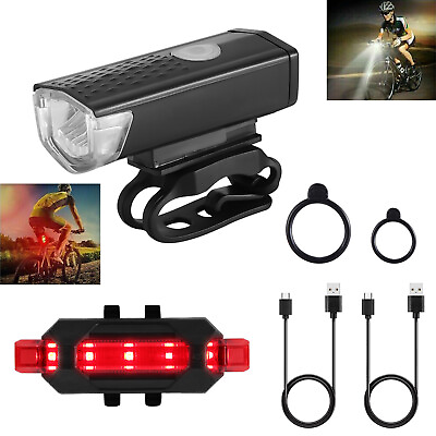 #ad #ad USB Rechargeable LED Bicycle Headlight Bike Head Light Front Rear Lamp Cycling $6.79