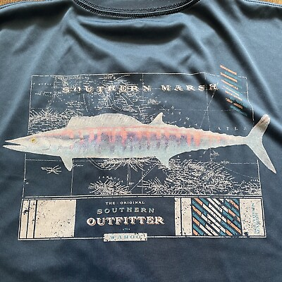 #ad Southern Marsh Performance Tee Shirt Mens XL Blue Field Tec Wahoo Fish $14.99