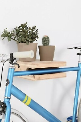 #ad Brand New Indoor Bike Rack Wall Mount Wood Shelf Bicycle Hanger Hand made $55.00
