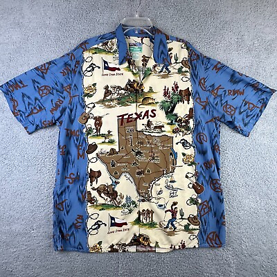 #ad Reyn Spooner Shirt Mens Large Texas State Hawaiian Rayon Vtg Button Beach Cruise $189.99