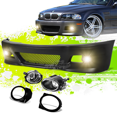 #ad PAINTABLE M3 STYLE FRONT BUMPERGRILLEFOG LIGHT FOR 99 06 E46 3 SERIES NON M $299.00