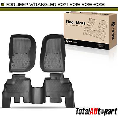 3x Black Floor Mats Liners for Jeep Wrangler JK 2014 2015 2018 Front amp; Rear SUV $98.99