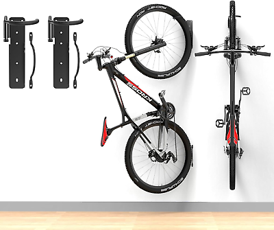 #ad Upgraded 2 Pack Bike Rack Garage Wall Mount Swivel Bike Rack W Stopper Swing 9 $40.34