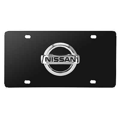 #ad Nissan 3D Chrome Metal Logo Black Stainless Steel License Plate $49.99