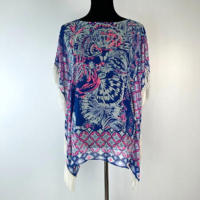 #ad Lilly Pulitzer Blouse Women XXS Ginette Cover Up Poncho Sheer Swim Beach Cruise $119.97