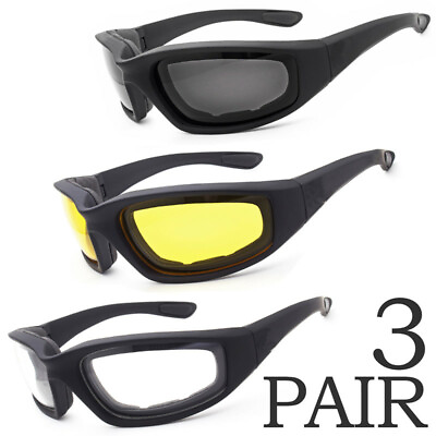 #ad 3PCS Cycling Sunglasses Glasses Bike Goggles Motorcycle Windproof UV Protection $9.29