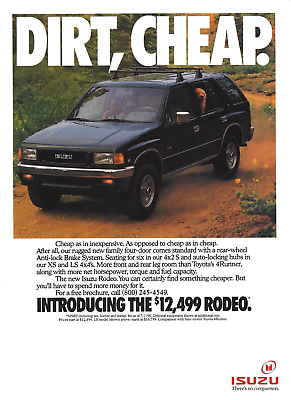 #ad 1991 Isuzu Rodeo Off Road Dirt Truck vintage Print Ad 90#x27;s Advertisement $8.98