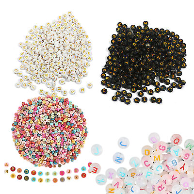 #ad #ad Bracelet Letter Beads 1000PCS Round Beads DIY Bracelets Acrylic Craft Making Kit $12.72