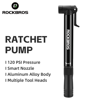 #ad ROCKBROS Bike Pump 120 Psi High Pressure Portable With Repair Tools Inflator $16.99
