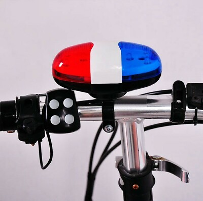 Bike LED light Police Sound Horn Siren Waterproof Bicycle for kids $10.99