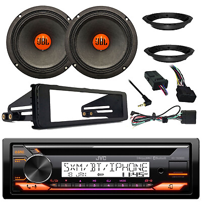 #ad JVC CD Stereo Receiver 2x 6.5quot; 300W Speaker Handlebar Kit Harley Accessories $302.49