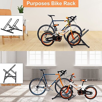 #ad Two Bike Floor Storage Rack Stand Holder Cycle Bicycle School Outdoor Garage $28.75