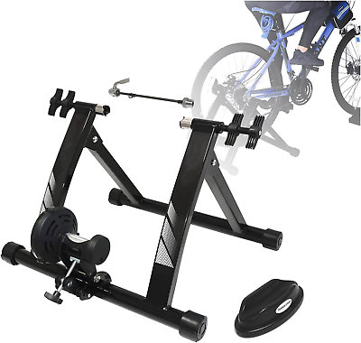 #ad Black Indoor Bike Trainer Stand Portable Magnetic Stainless Steel Exercise Bic $81.43