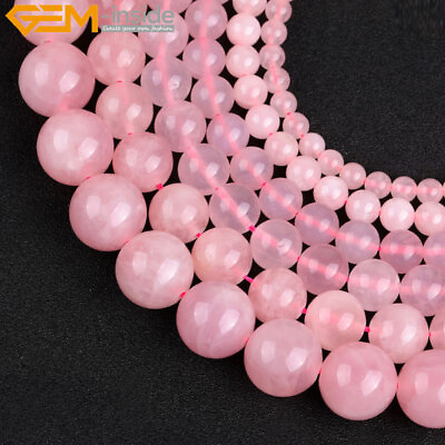 Natural Gemstone Pink Rose Quartz Round Loose Beads For Jewelry Making 15quot; DIY $4.48
