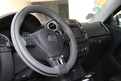 #ad DIY PVC Steering Wheel Skin Wrap Cover Grey w Strip Style Perfect Fit amp; Grip $19.17