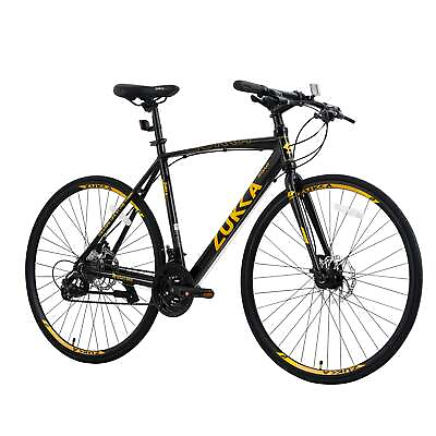 #ad 24 Speed Hybrid bike Disc Brake 700C Road Bike For Men Women City Bicycle Black $314.31