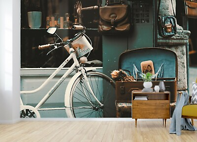 #ad 3D White Bicycle ZHU2285 Wallpaper Wall Mural Removable Self adhesive Zoe $69.99