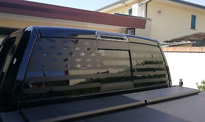 #ad COMPATIBLE with Dodge Ford Chevy Toyota Full Rear Glass Tattered Flag ..VINYL $56.50