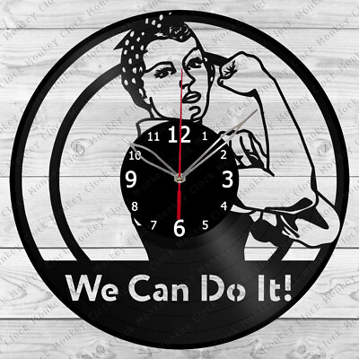 Vinyl Clock Rosie the riveter We Can Do Wall Clock Home Art Decor Handmade 6669 $24.99