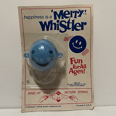 #ad Merry Whistler Blue Vintage Rack Toy Blinky Products 1973 $8.99