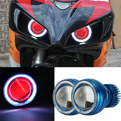 #ad 2x Motorcycle For Honda CBR 600 1000 RR LED Headlight Angel Eye Demon Projector $65.99