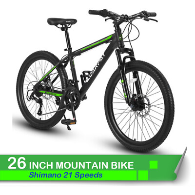 26 Inch Mountain Bike Shimano 21 Speeds with Mechanical Disc Brakes Green $195.99