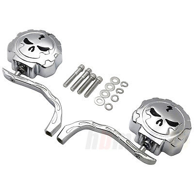 #ad Chrome Universal Rear View Side Mirror Gear Skull For Motorcycle Bike Use 8mm $38.89