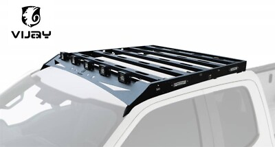 #ad Vijay Black Steel Roof Rack Luggage Carrier W LED Lights For 2009 2014 Ford F150 $339.99
