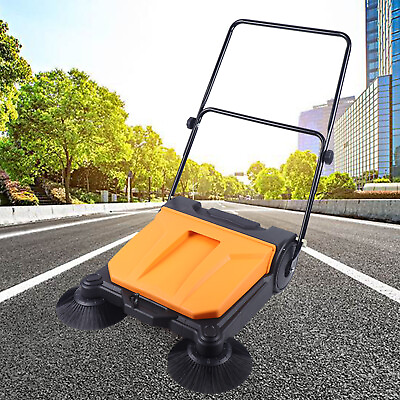 #ad 26 Inch Hand Push Sweeper Pavement Street Industrial Floor Sweeping Cleaner $108.73