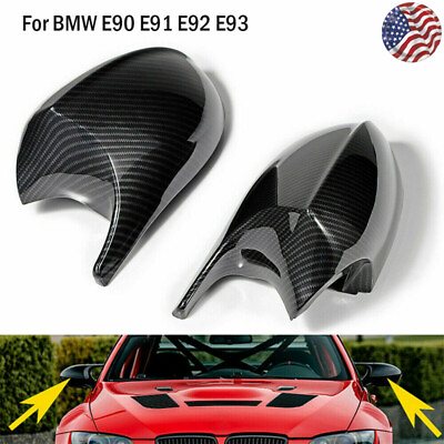 #ad Carbon Fiber Mirror Cover Cap For BMW E90 E91 E92 E93 Pre LCI 323i 328i M3 Style $34.98