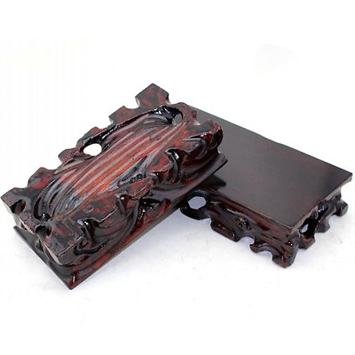 1 X Wooden Stand Display Painting Carved Rectangle Pedestal Bases Buddha Bonsai $24.93