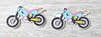 #ad motorcycle bike wood buttons Sewing 2 Holes 1 1 4 inch 2pc set blue $4.04