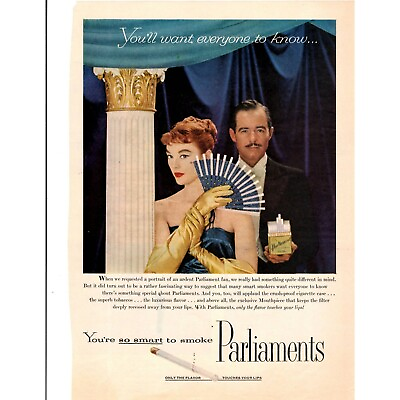 Parliaments Cigarettes Advertising Print Ad You#x27;re Smart to Smoke VTG Elegant $19.99