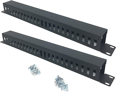 Qiao 2 Pack 1U 19 Inch Cable Manager Horizontal Rack Mount 24 Slot Metal Finger $45.00