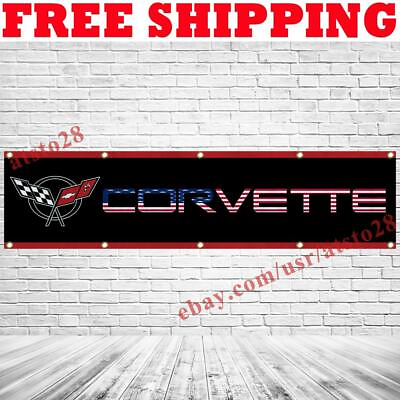 Corvette USA Banner Flag 2x8 ft Car Racing Show Garage Wall Decor Sign 2021 NEW $17.95