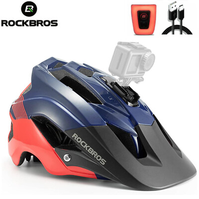 #ad ROCKBROS MTB Road Bike Helmet w GoPro Mount Rear Light Dirt Bike Cycling Helmet $56.99