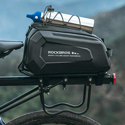 #ad ROCKBROS Bike Pannier Rack Bag Rear Seat Pack Trunk Waterproof Carbon Leather $41.08