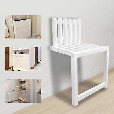 #ad Folding Bath Seat Bench Shower Chair Wall Mount Solid Wood Chair entryway Chair $65.10