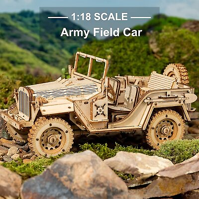#ad #ad ROKR 3D Wooden DIY Model 1:18 Puzzle Mechanical Gear Army Field Car Boys Toys $29.99