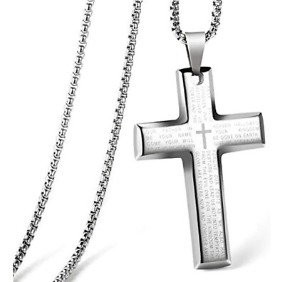 #ad MENDEL Cool Boys Mens Stainless Steel Cross Pendant Necklace For Men Women Chain $9.95