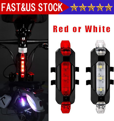 #ad Bike Tail Light Bicycle Rechargeable USB 5 LED Safety Rear Lamp Flashing Wraning $7.49