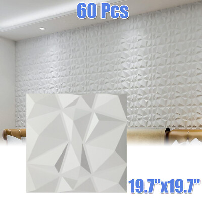 #ad 60Pcs Modern 3D Wall Panels DIY PVC Diamond Art Design Home Wall Ceiling Decor $178.99