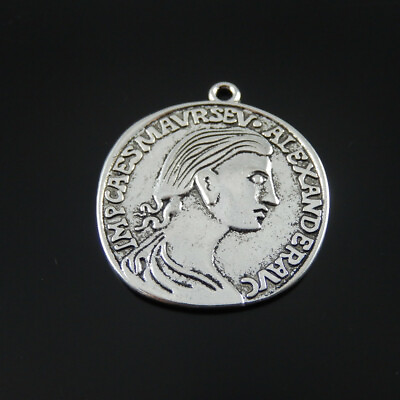 #ad 10pcs Vintage Silver Alloy Retro Style Roman Coin Pendant Charms DIY Accessories $3.32