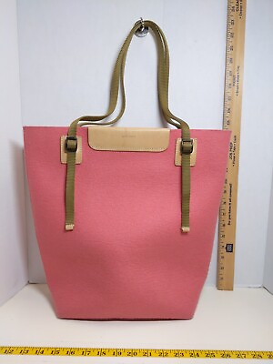 #ad Graf Lantz Tote Merino Wool Felt Bag Pink Salmon Double Tan Straps Barbiecore $86.65