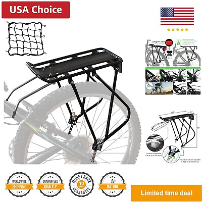 #ad Bike Cargo Rack w Bungee Cargo Net amp; Reflective Logo Universal Adjustable Bic... $69.99
