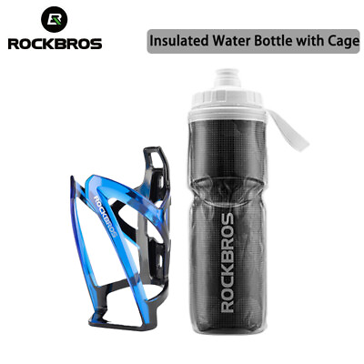 #ad ROCKBROS Insulated Water Bottle with Cage 750ml Bike Kettle and PC Holder $16.99